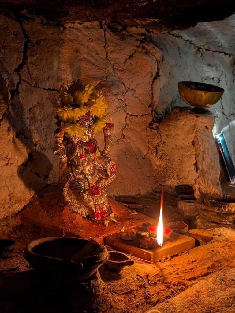 Lit Diya inside the cave